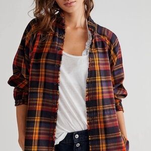 We The Free Summer Daydream Plaid Button-Down Shirt - Red and Yellow